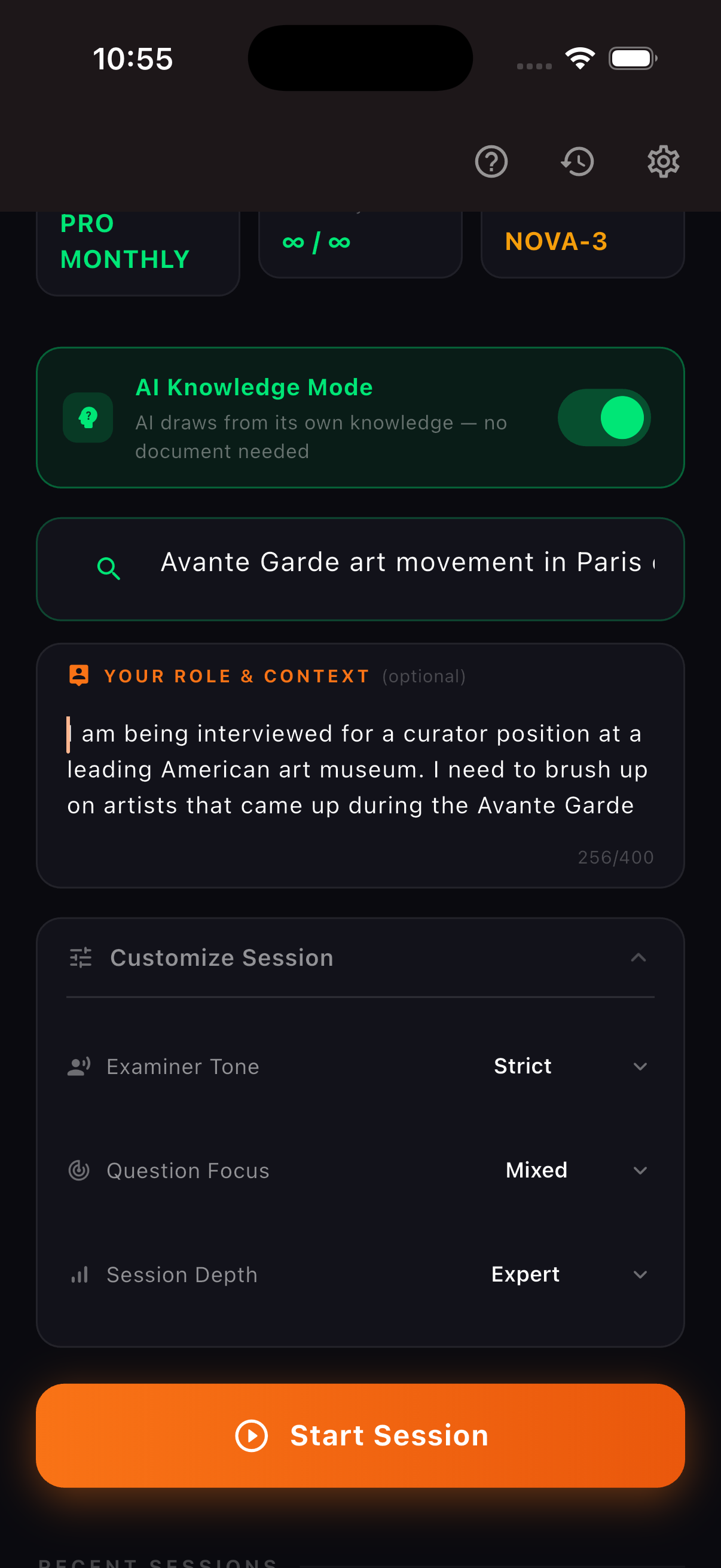 AI Knowledge Mode — no document needed